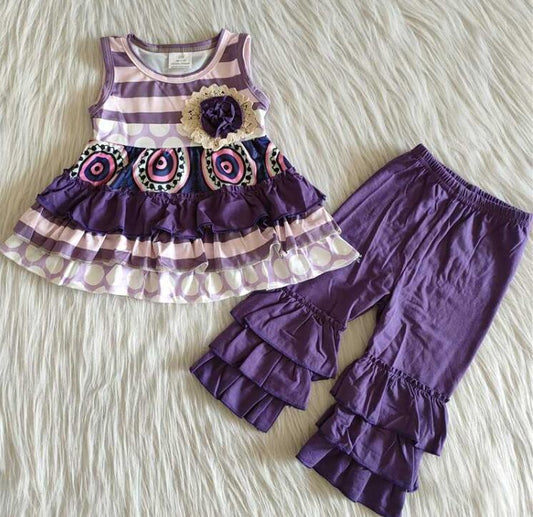 C2-5 Purple Sleeveless Flower Suit for Girls