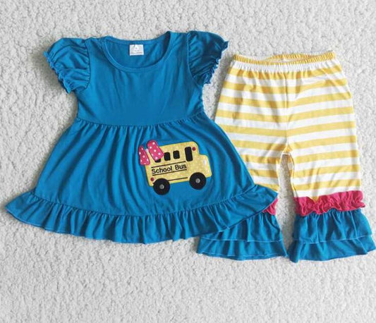 C5-21 School Bus Embroidery Girls Outfits