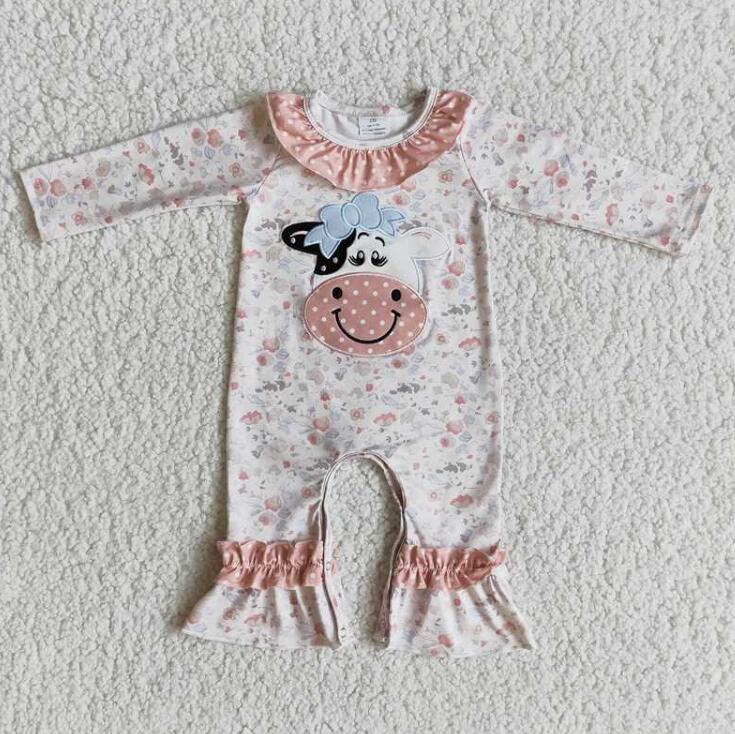 6 A23-5 Embroidered cow romper