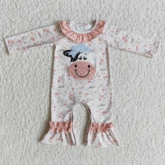 6 A23-5 Embroidered cow romper