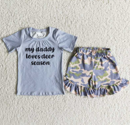 Daddy loves deer season girls camouflage outfit