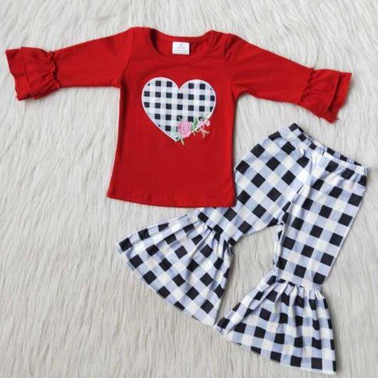 6 B11-36 Embroidered Heart Valentine's Day Kids Clothing
