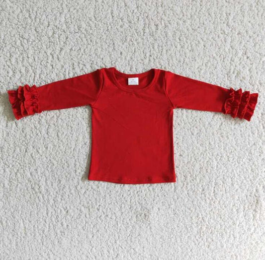 6 A2-1 Girls Red Solid Color Long Sleeve T-Shirt