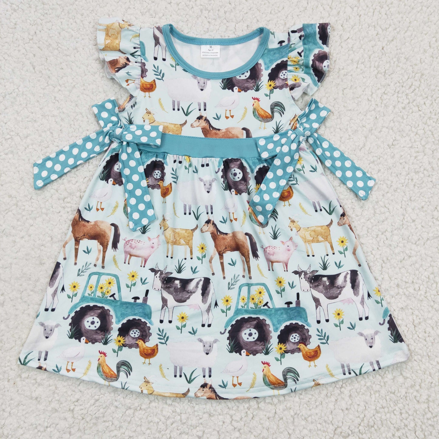 GSD0162 Girl Farm Bowknot Cute Dress