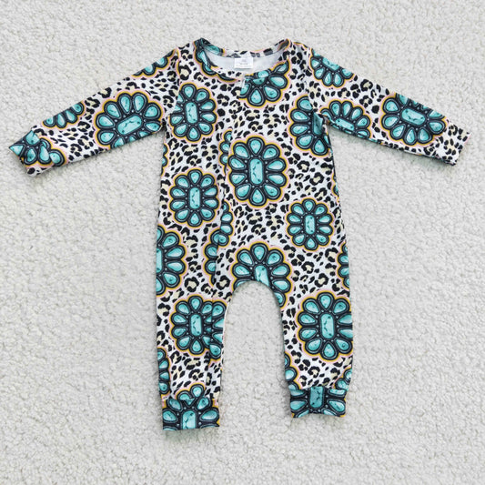 LR0254 Western Turquoise Baby Romper