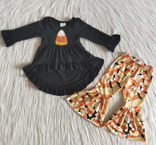 6 A18-26 Halloween Candy Embroidery Girls Outfits