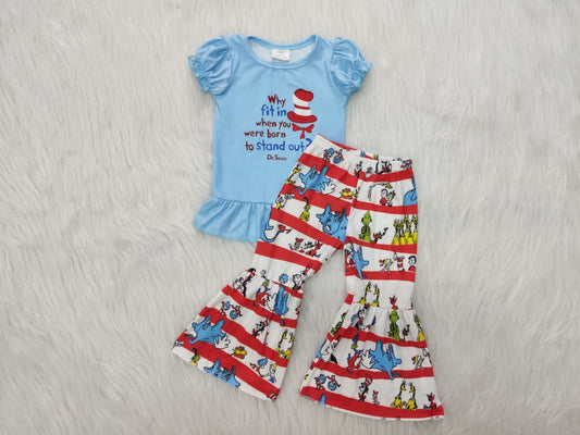 Cat in the hat baby girl bell bottom outfits