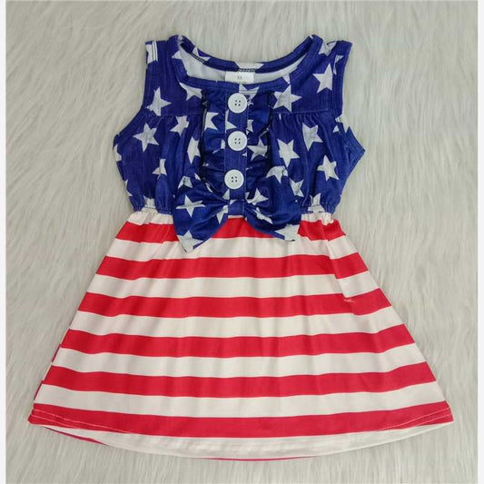 Flag Stitching Girl's 4th of July Dress