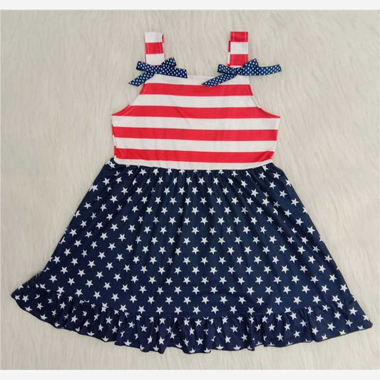 4th of July Flag Stripes and Stars Girls Dress