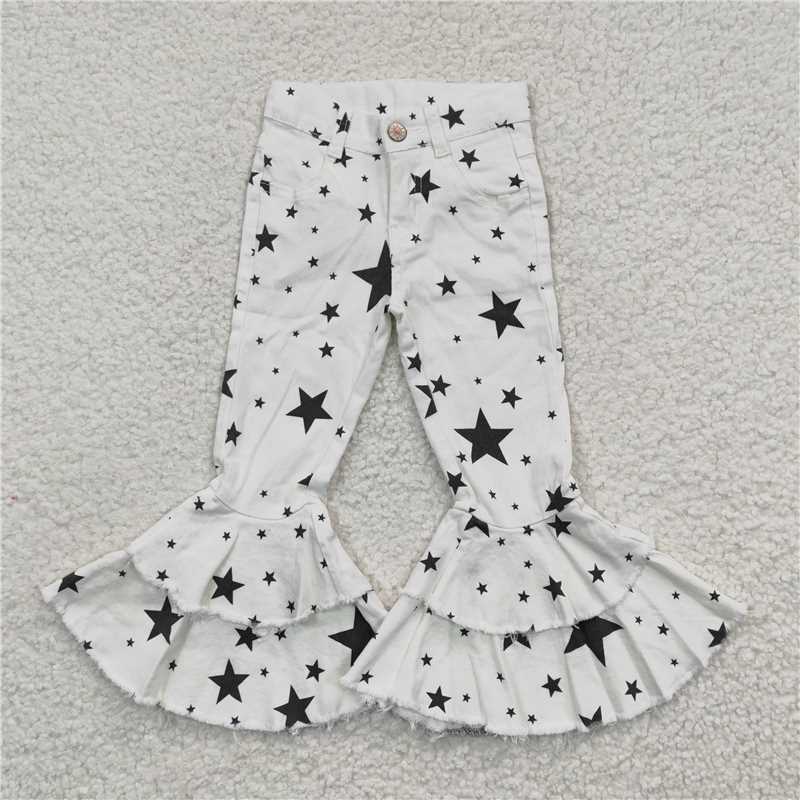 P0068 Black Star White Denim Trousers