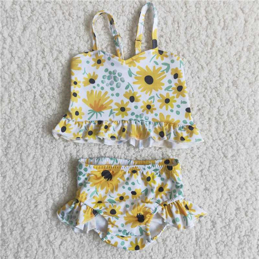 C14-19 Two-piece sunflower swimsuit with straps