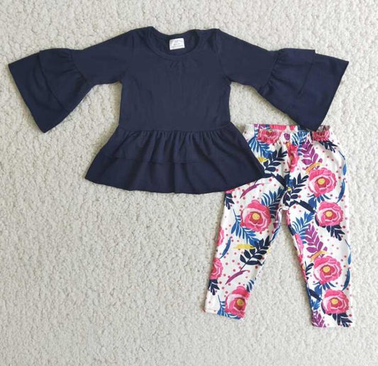 6 A26-18 navy top flower leggings outfits