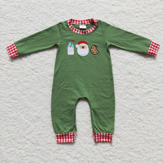 LR0232 boy embroidery cookies christmas romper