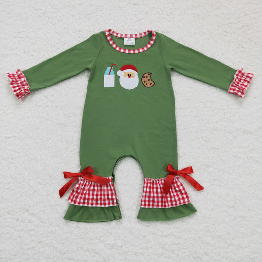 LR0233 girl embroidery cookies christmas romper