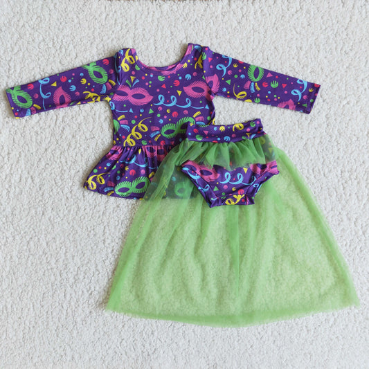 Mardi Gras Baby Girl's bummies outfit