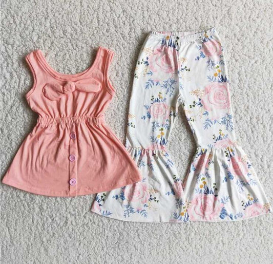 D8-15 pink bow flower trousers outfits