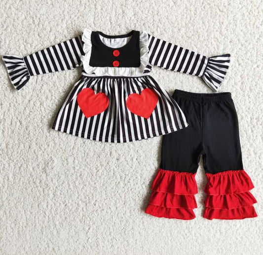 6 B7-38 Black Stripe Fake Pocket Girls Outfits