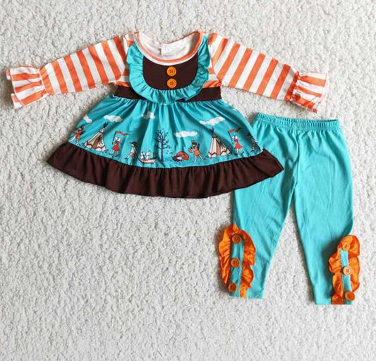 6 A23-27 thanksgiving turkey girl leggings outfits