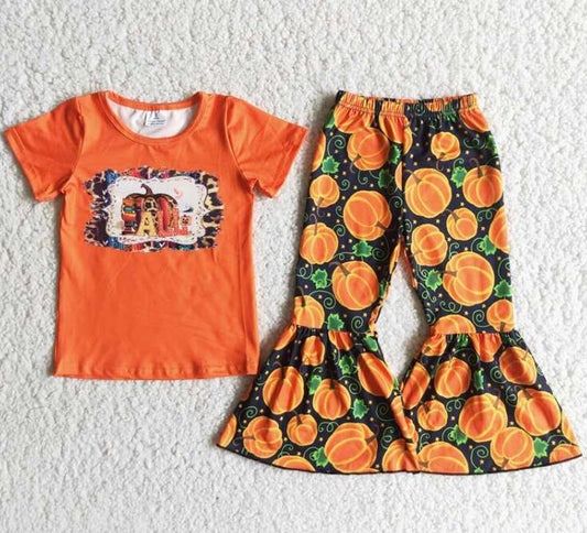 B6-1 Fall Orange Pumpkin Halloween outfits for kids