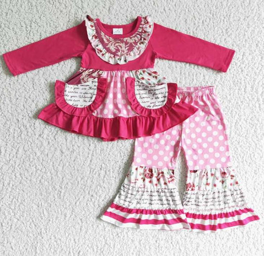6 B12-1 rose red pocket girl outfits