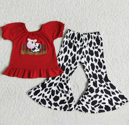 B18-13 Cute Heifer Embroidery Girl Outfits