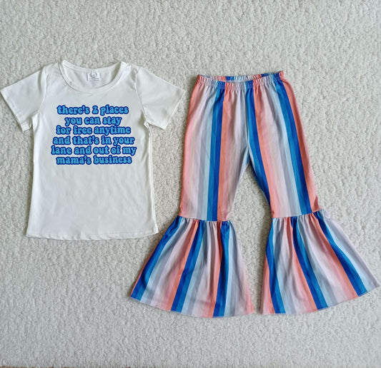 Mama's Business Girl Striped Pant Set