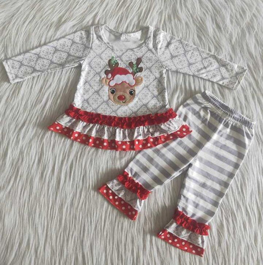 6 A13-27 Embroidered deer head girls outfits