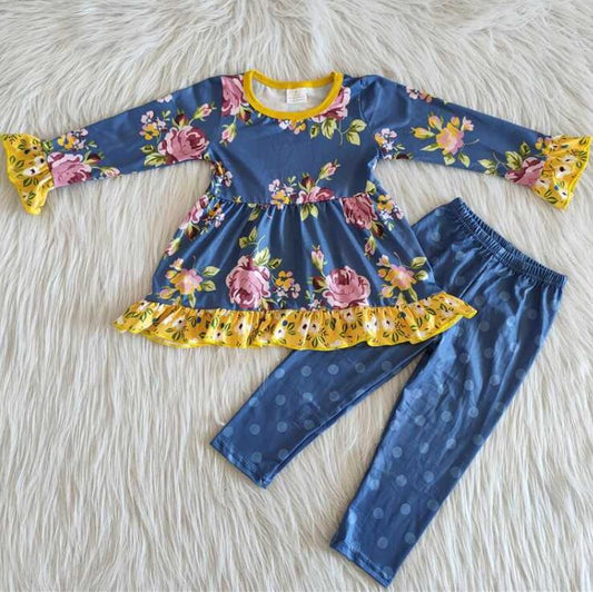 6 A26-15 blue flower girl leggings outfits