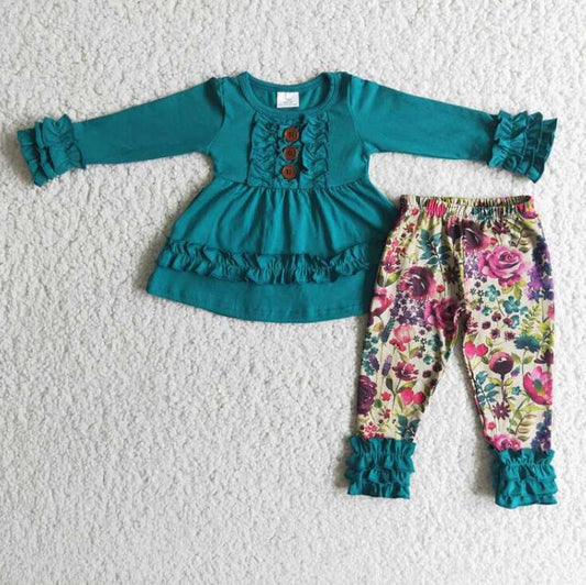6 B12-20 green top flower icing pants outfits