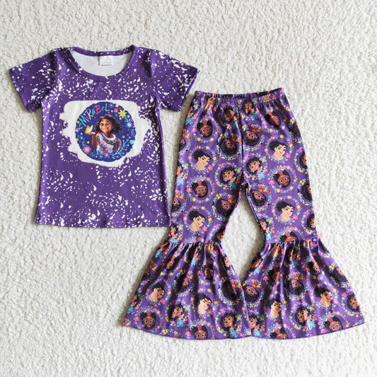 GSPO0037 Girls Summer Spring Cartoon Purple Outfit
