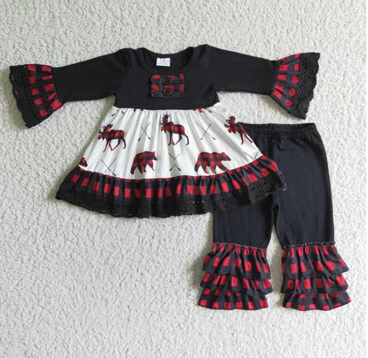 6 B4-1 Black Lace Christmas Deer Girl Outfits