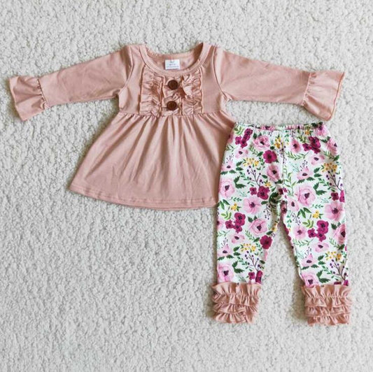 6 A4-13 Pink Shirt Flower Pants Boutique 2 pc sets