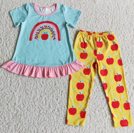 D3-28 Apple Girls Back To School Leggings Outfits