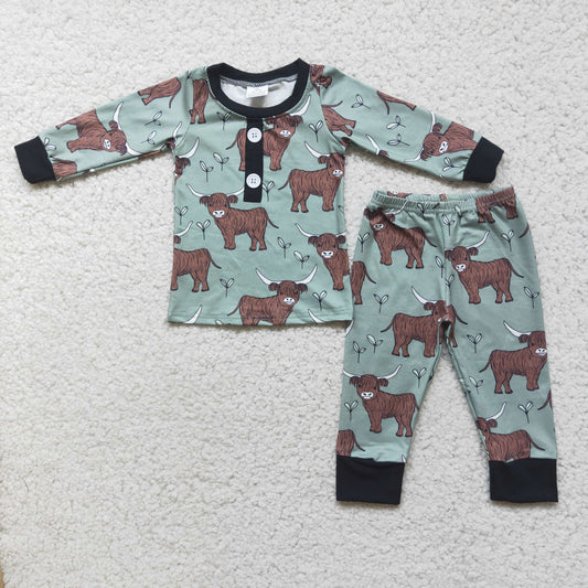 6 C11-23 boy western cow pajama outfits