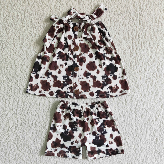 GSSO0037 Girls Cow Print Summer Outfit