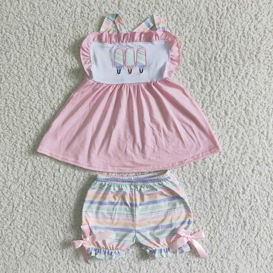 GSSO0012 Summer Embroidered Ice Cream Girl Outfits