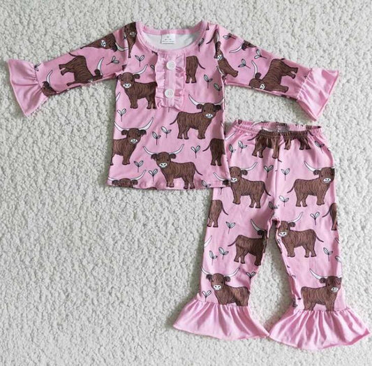 6 A11-12 girl western cow ruffle girl outfits