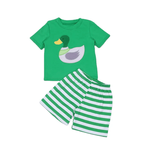 pre-order green duck cartoon print boy outfits