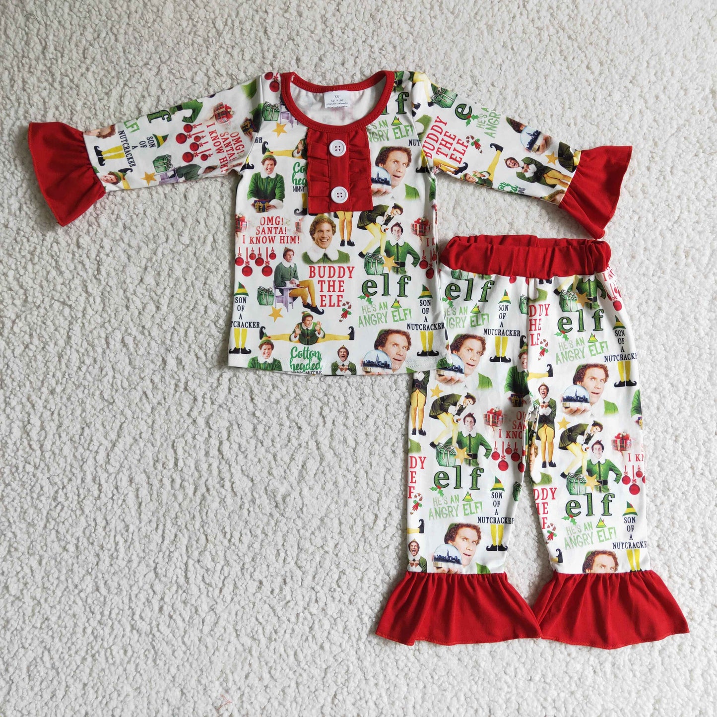GLP0215 Girls cartoon ruffle pajamas