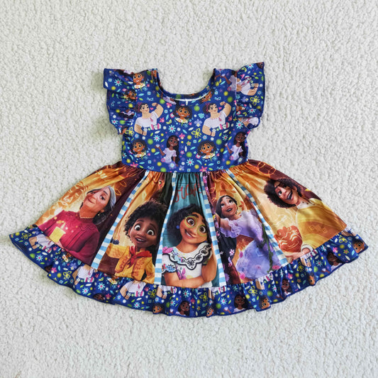 GSD0065 girl summer cartoon sleeveless twirl dress