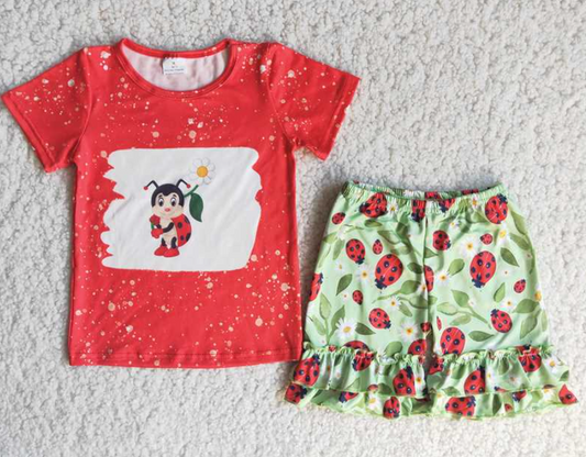 C13-2 cute ladybug girl summer clothes