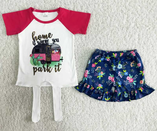 B9-14 cactus flower spring summer clothes for kids