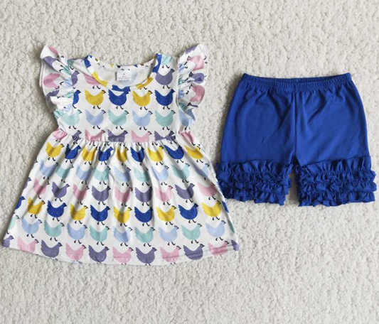 A10-11 Color Chicken Girl Short Sleeve Sets