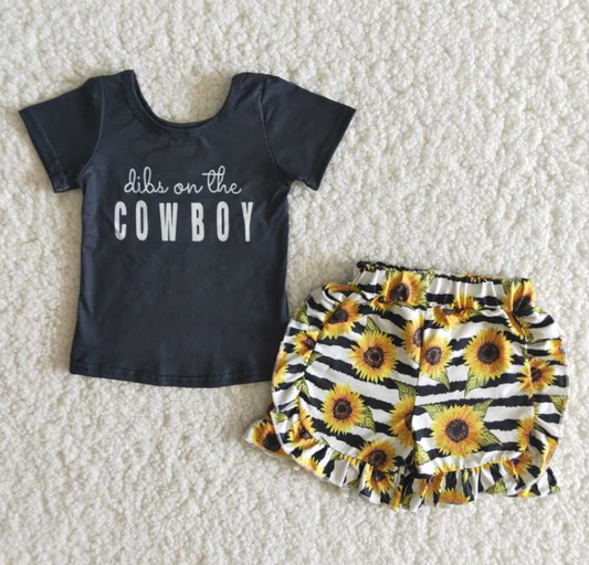 B17-23 cowboy sunflower shorts summer sets