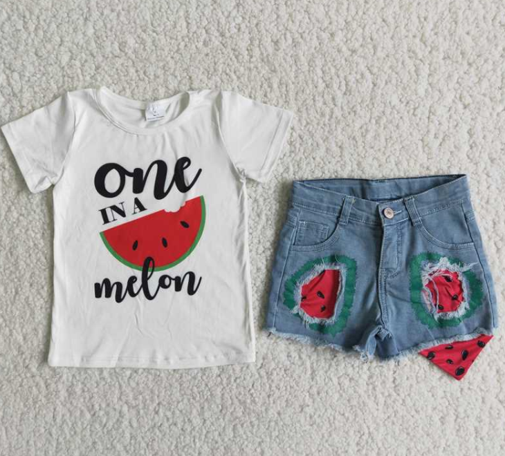 D13-17 one in a melon girls denim shorts sets