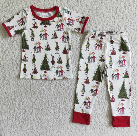 E2-2 Boy Cartoon Christmas Tree Pajama Clothes