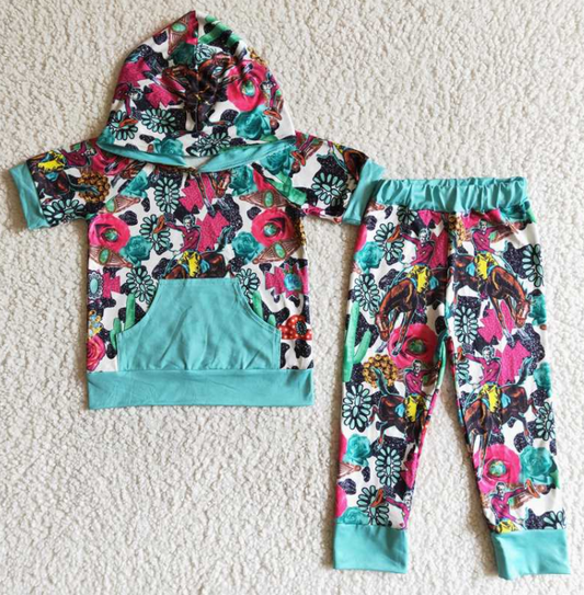 B18-1 Western Turquoise Boy's Hooded Sets