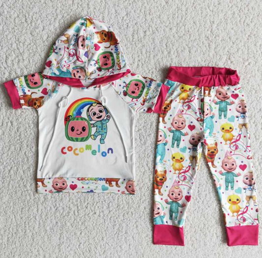 E11-26 Cartoon hooded outfits for baby boy