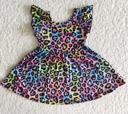 B15-13 Colorful Leopard Print Girl's Dress