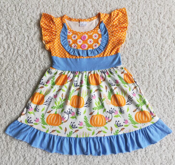 D4-13 Pumpkin Dot Girls Dress
